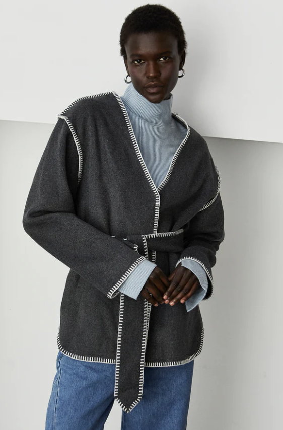 WOOL BLEND WRAP COAT