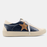 BLACK SNAKE AND SUEDE SNEAKERS