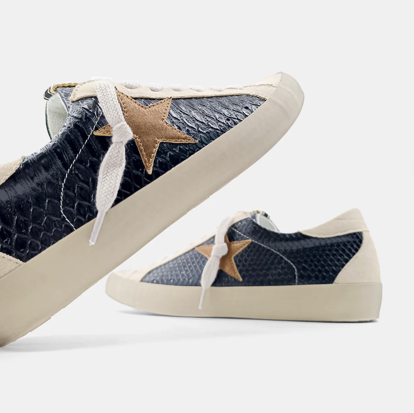 BLACK SNAKE AND SUEDE SNEAKERS