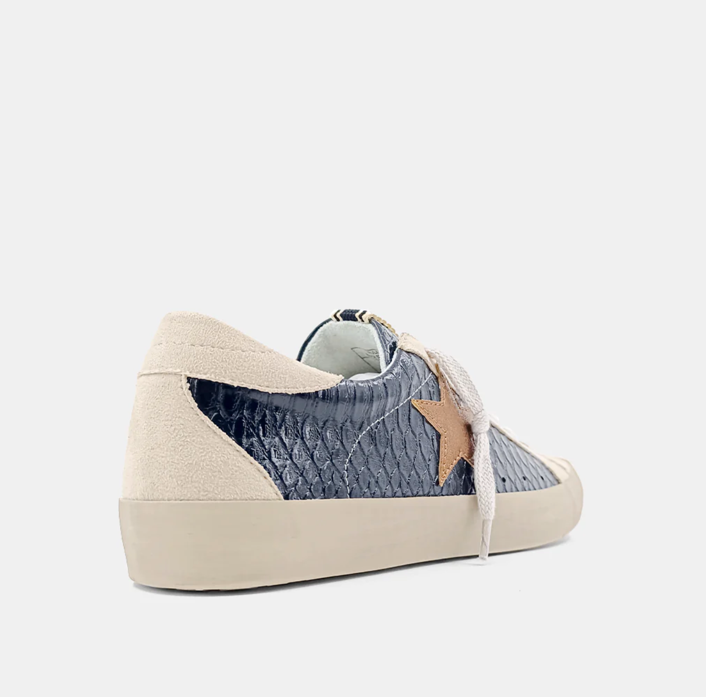 BLACK SNAKE AND SUEDE SNEAKERS