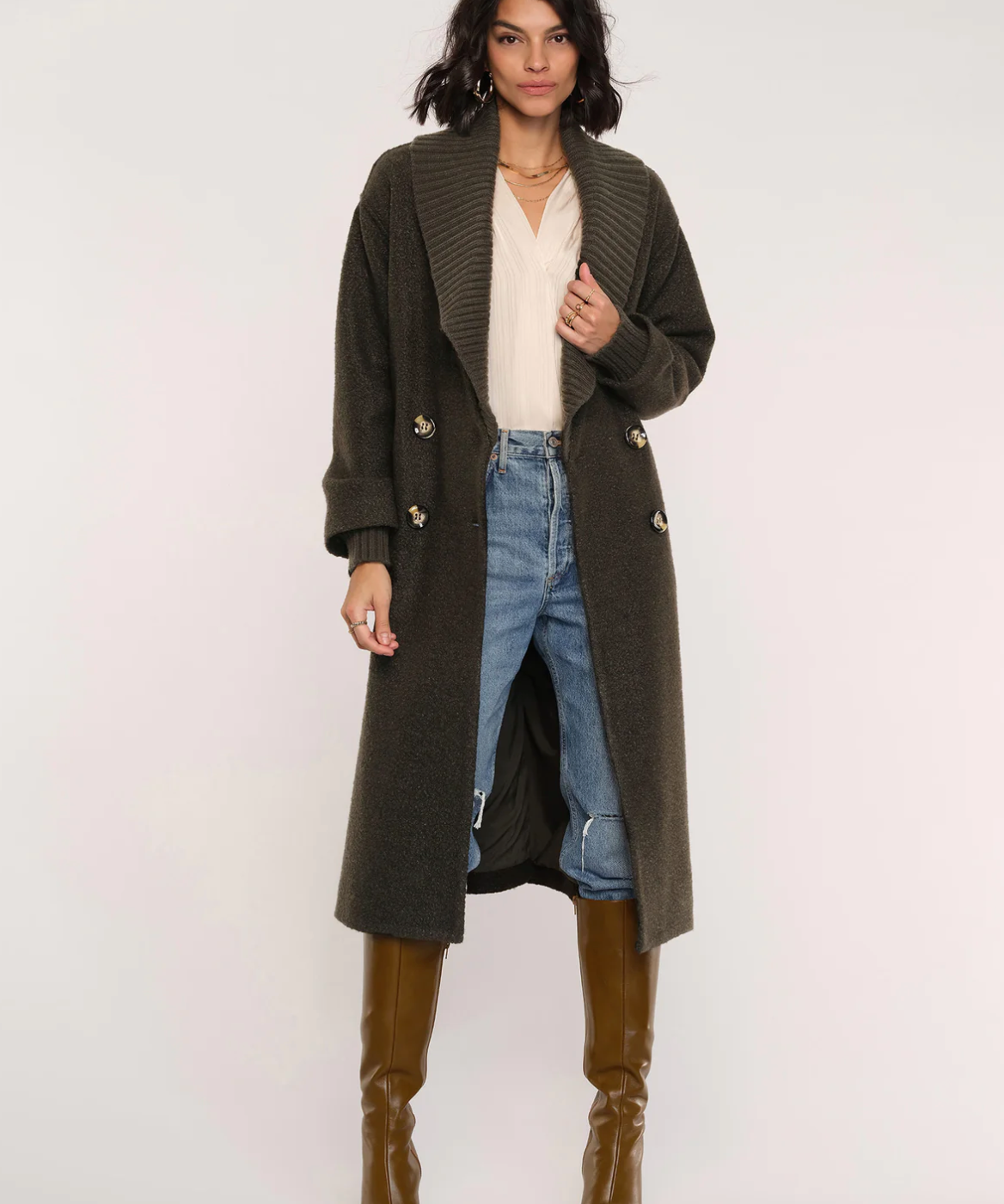 DOUBLE BUTTON SWEATER COAT