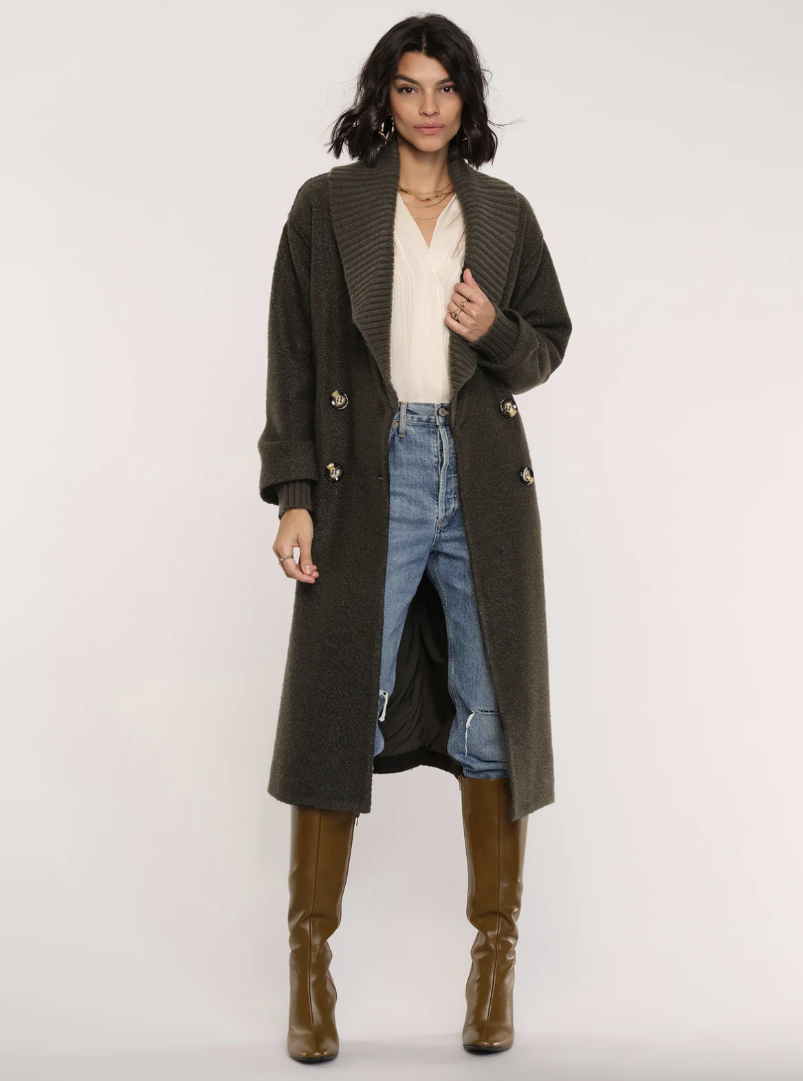 DOUBLE BUTTON SWEATER COAT
