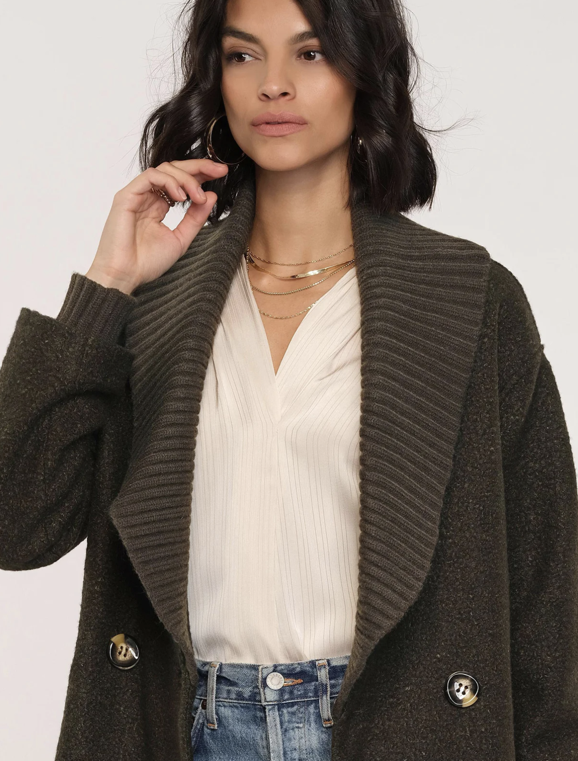DOUBLE BUTTON SWEATER COAT