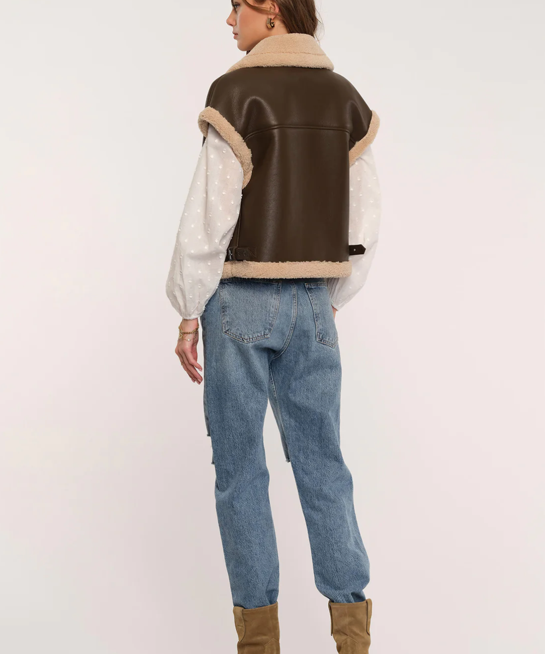 LEATHER SHERPA LINED VEST