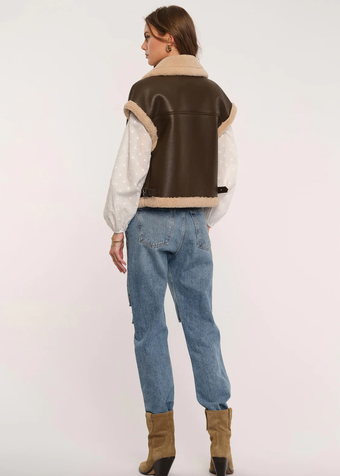 LEATHER SHERPA LINED VEST