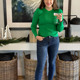 PUFF SLEEVE KNIT RIBBED TOP (additional colors)