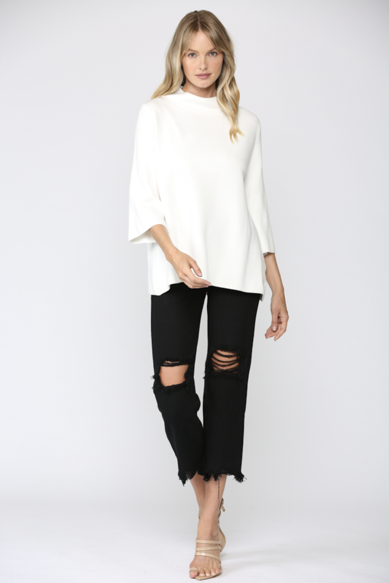 MOCK NECK BELL SLEEVE SWEATER