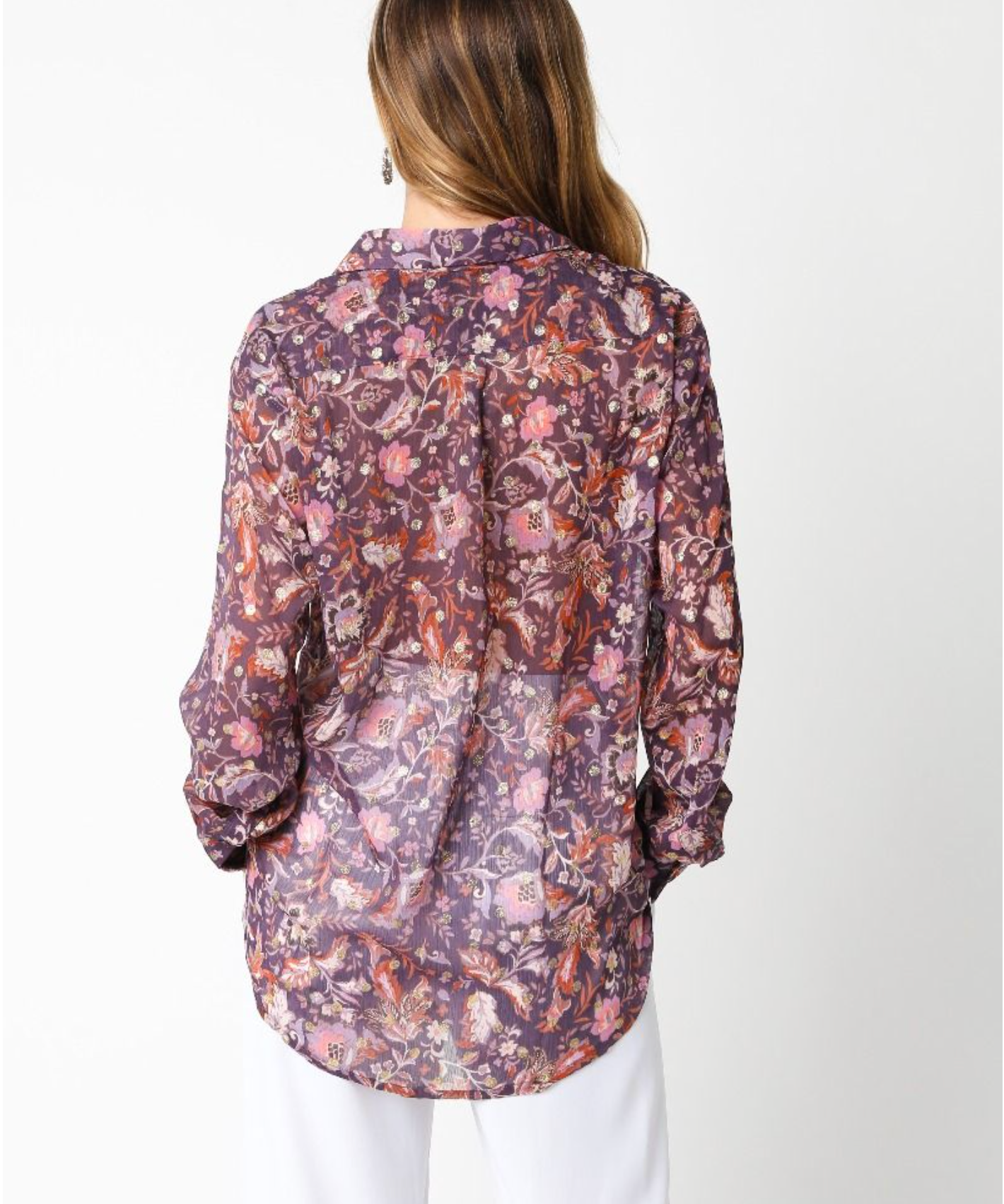 FALL FLORAL SHIMMER BLOUSE