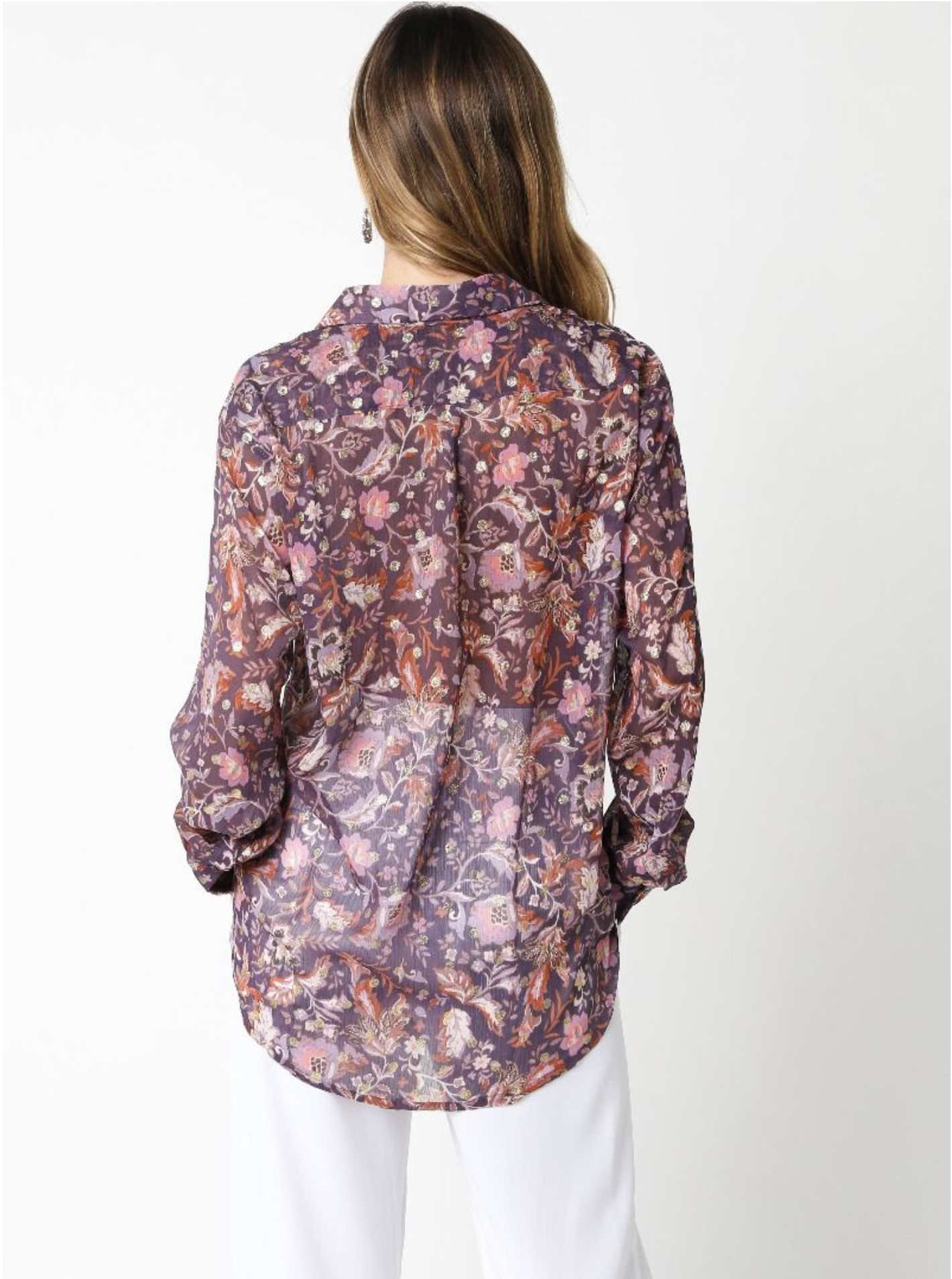 FALL FLORAL SHIMMER BLOUSE