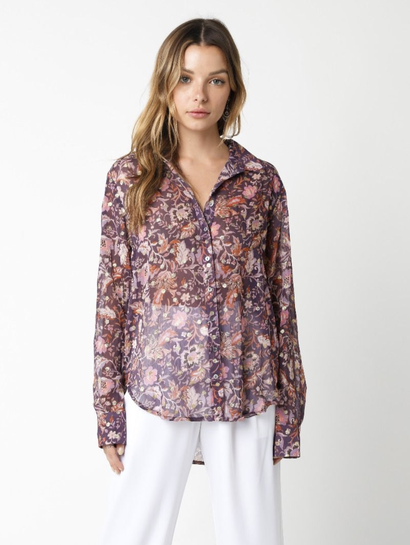 FALL FLORAL SHIMMER BLOUSE
