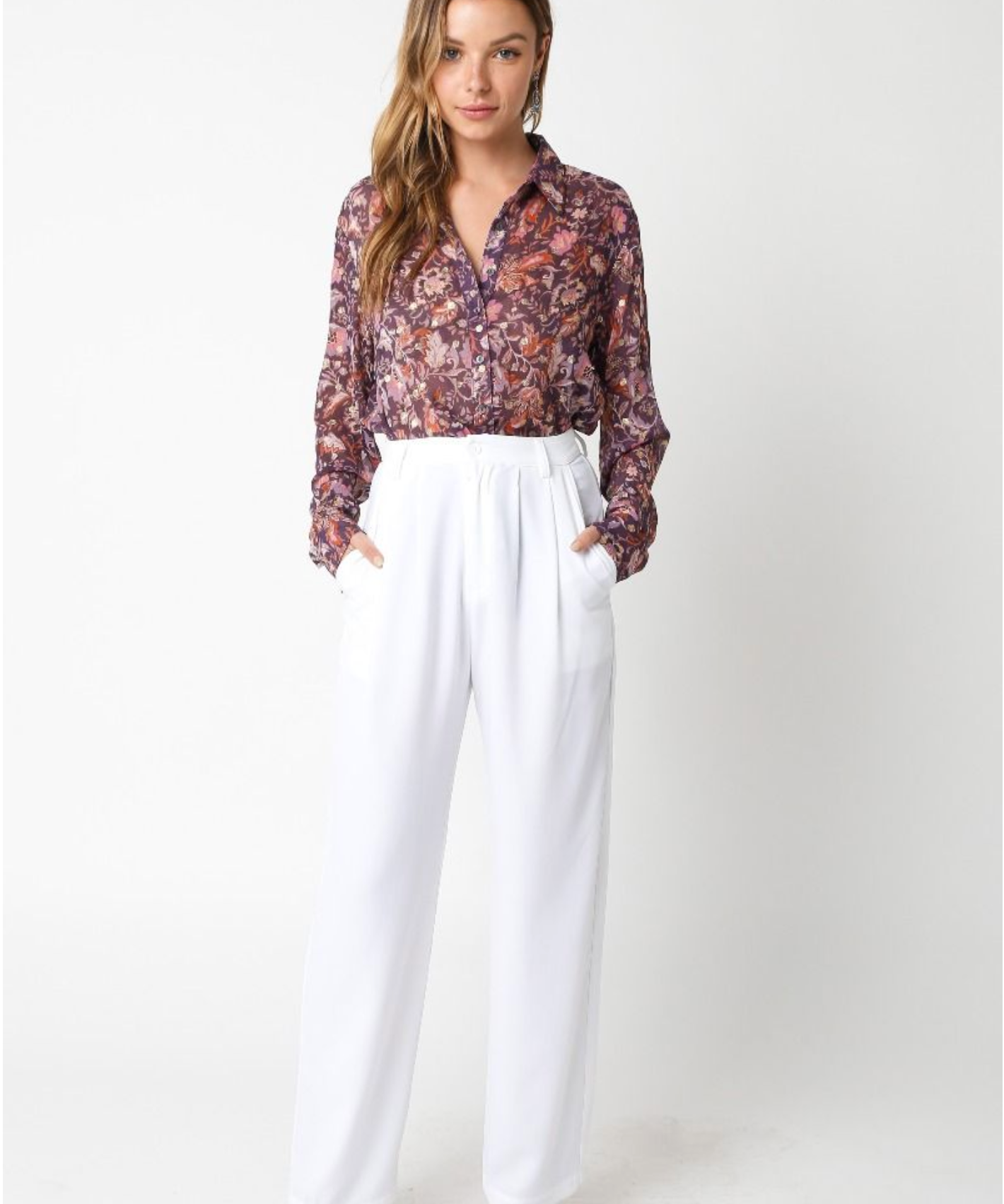 FALL FLORAL SHIMMER BLOUSE