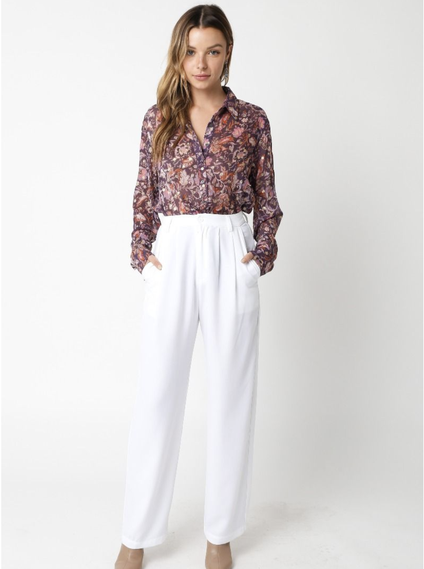 FALL FLORAL SHIMMER BLOUSE
