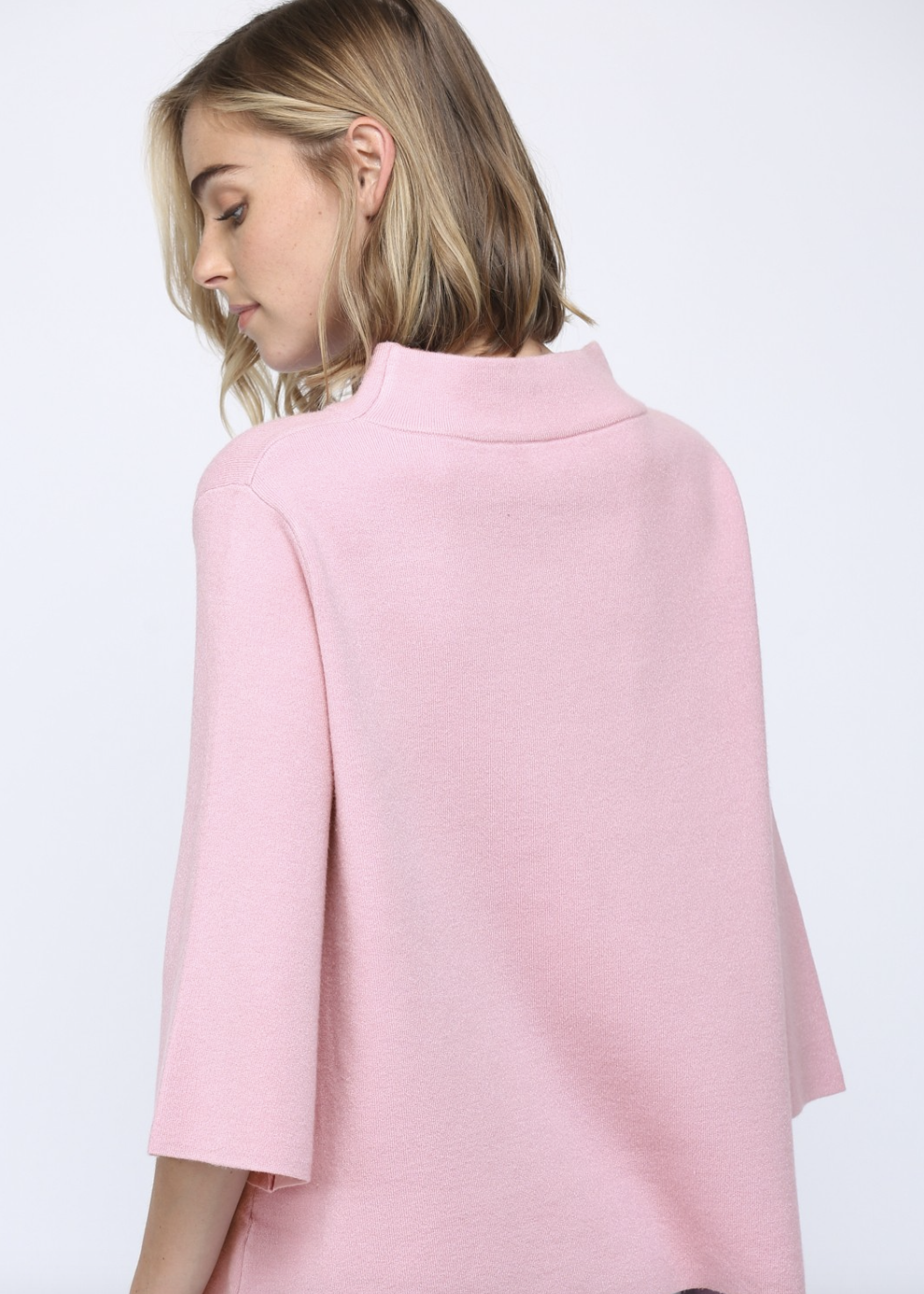 MOCK NECK BELL SLEEVE SWEATER