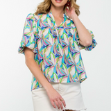 FLUTTER SLEEVE FLORAL TOP