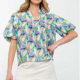 FLUTTER SLEEVE FLORAL TOP