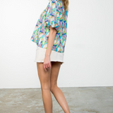 FLUTTER SLEEVE FLORAL TOP