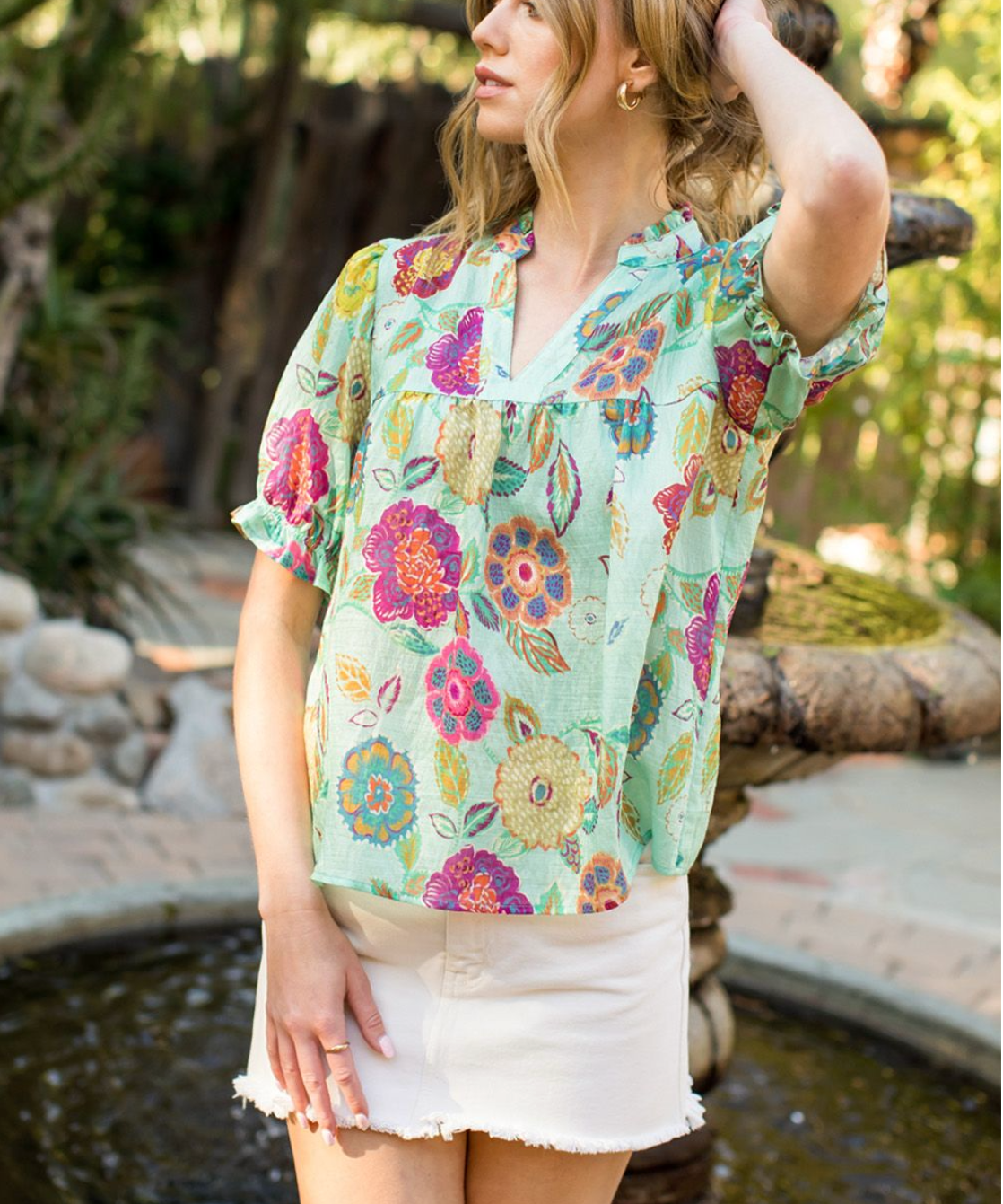 SSLV FLORAL PRINT TOP