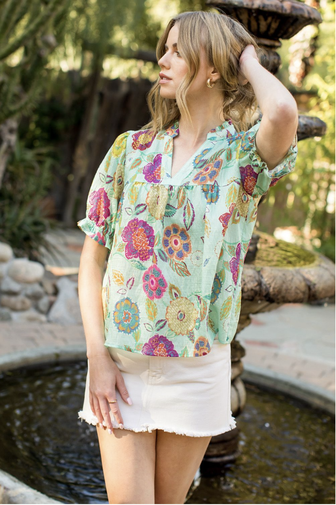 SSLV FLORAL PRINT TOP