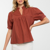 SSLV VNECK PEPLUM TOP