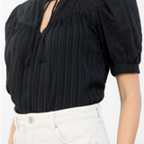 BLACK TASSLE TIE EYELET TOP (last one)