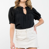 BLACK TASSLE TIE EYELET TOP (last one)