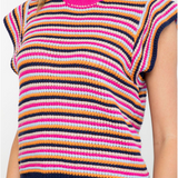 COLORFUL CROCHET SHORT SLEEVE TOP