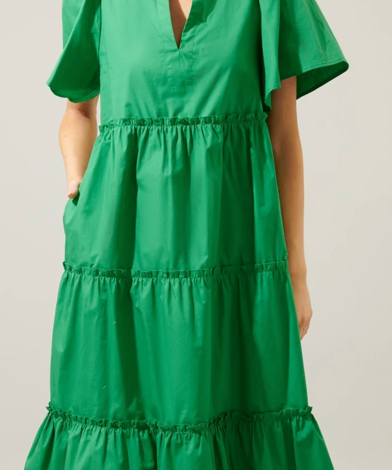 VNECK POPLIN TIERED MIDI (last one)