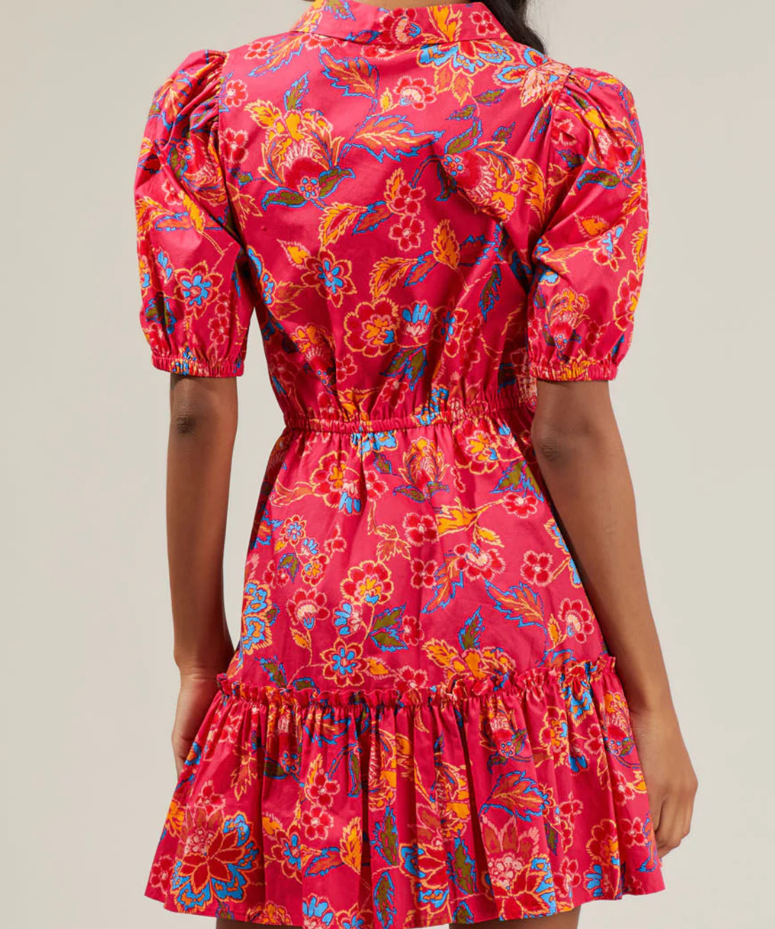 FLORAL BUTTON DOWN MINI DRESS