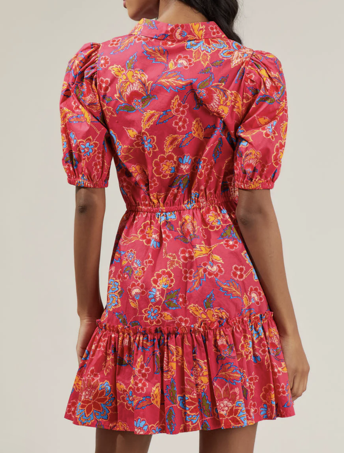 FLORAL BUTTON DOWN MINI DRESS