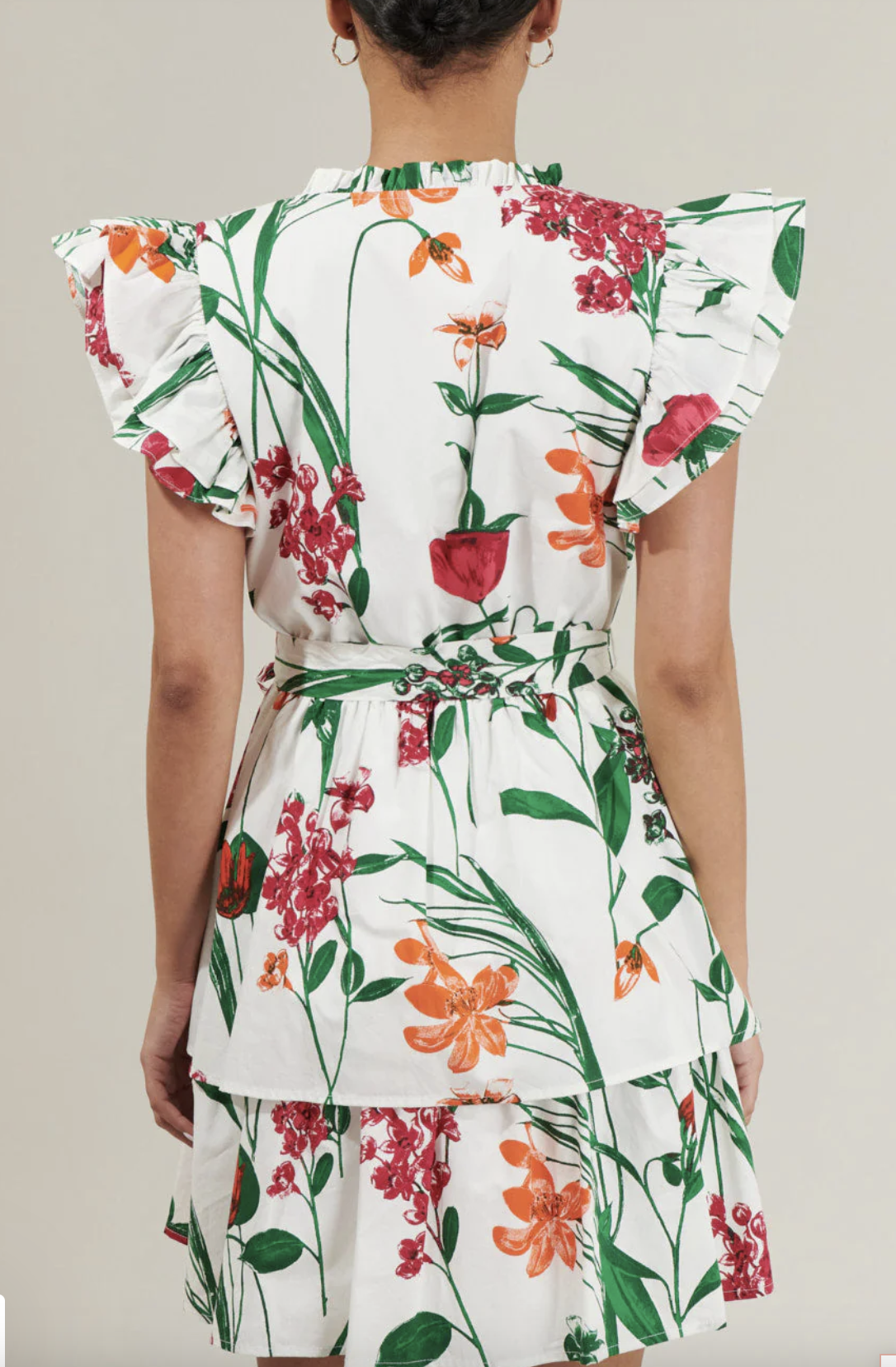 FLORAL RUFFLE MINI DRESS
