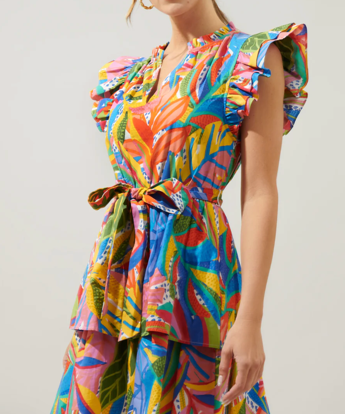 FLORAL RUFFLE MINI DRESS