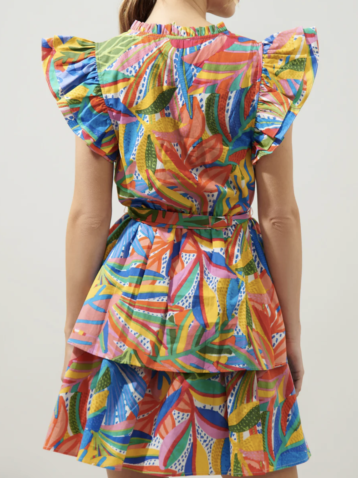 FLORAL RUFFLE MINI DRESS