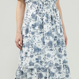 BLUE TOILE POPLIN MAXI DRESS