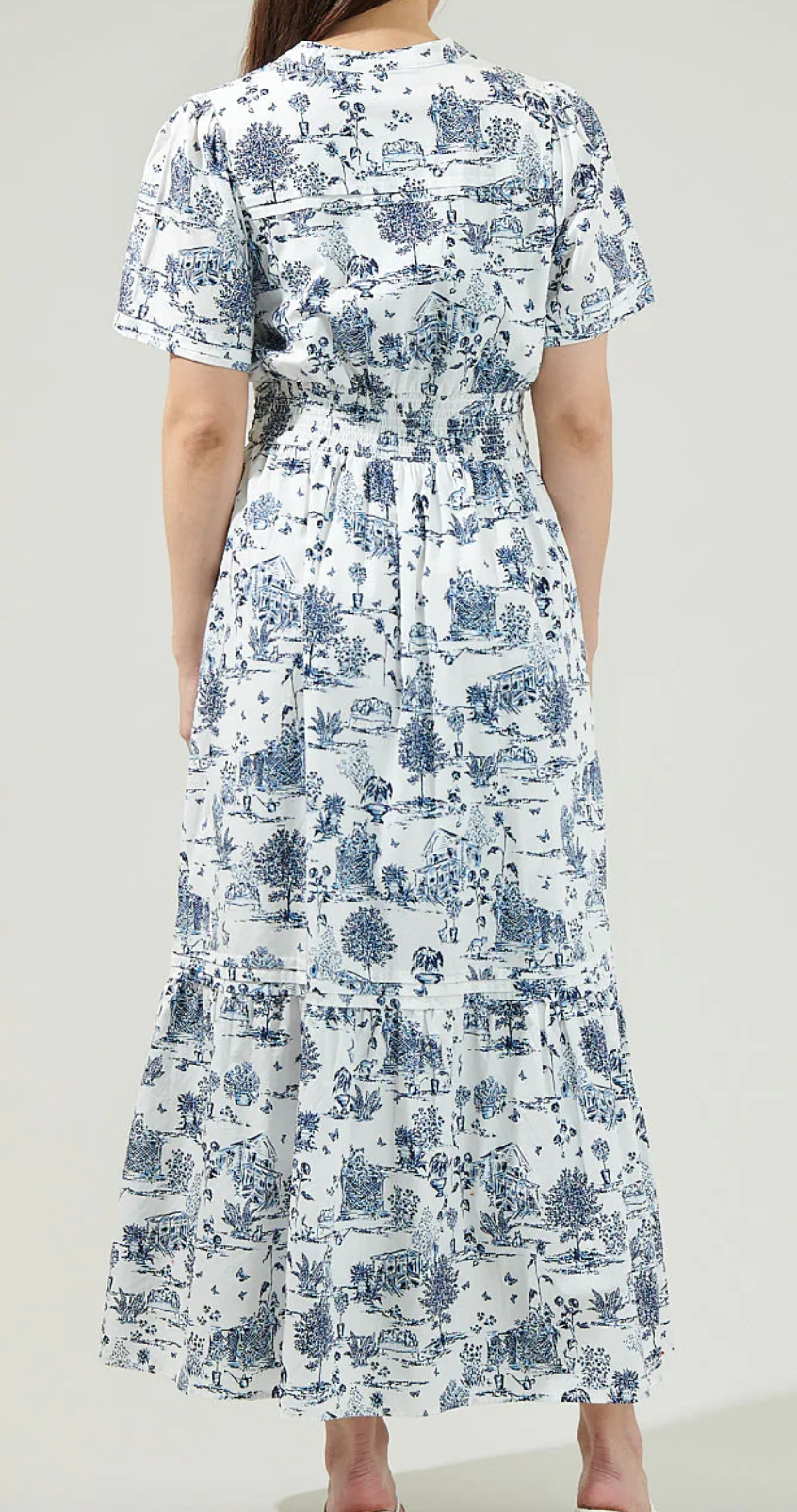 BLUE TOILE POPLIN MAXI DRESS