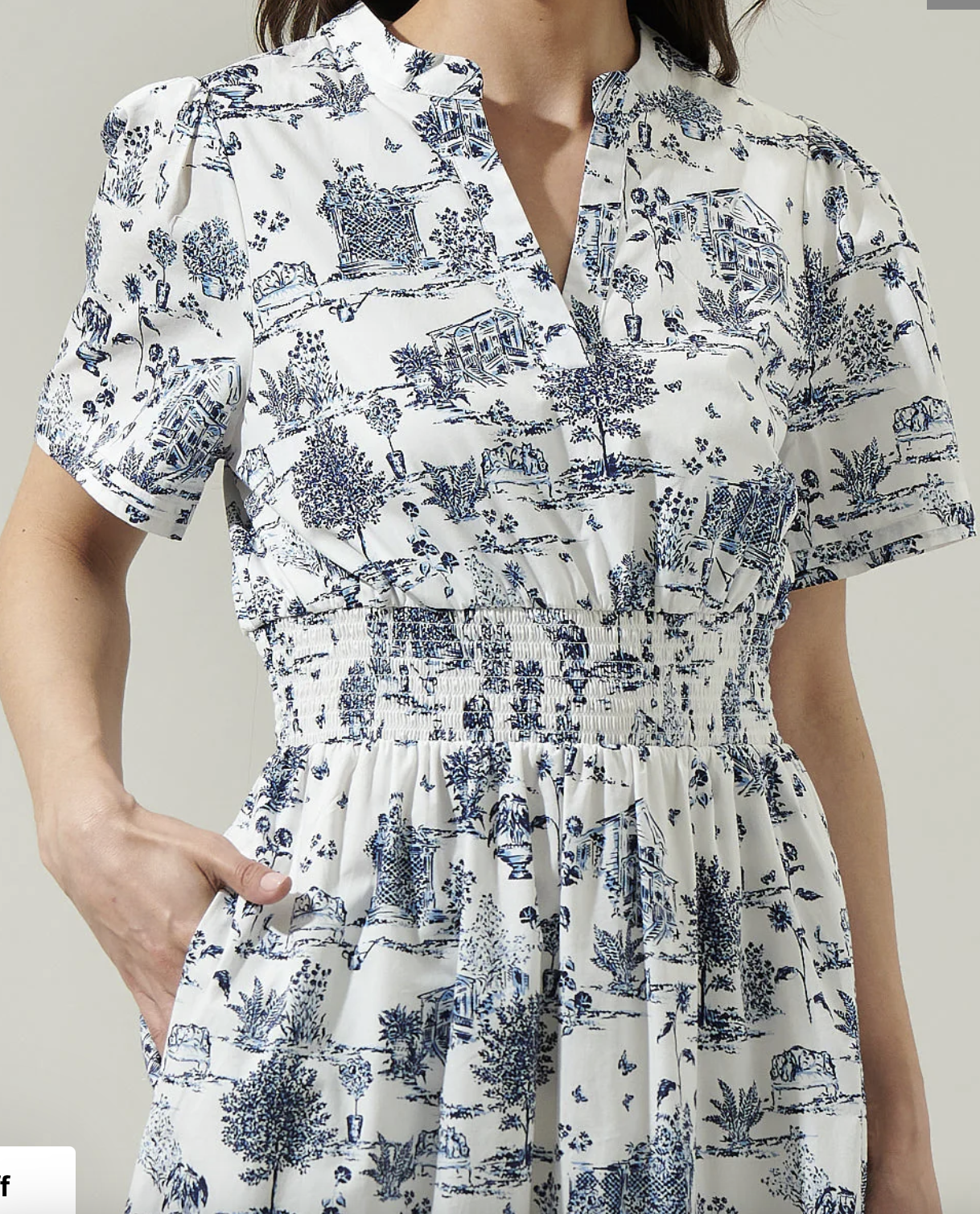 BLUE TOILE POPLIN MAXI DRESS