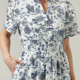 BLUE TOILE POPLIN MAXI DRESS