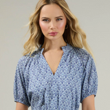 LENA FLORAL SPLIT NECK TOP
