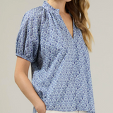 LENA FLORAL SPLIT NECK TOP