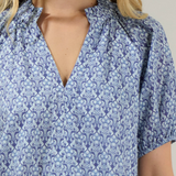 LENA FLORAL SPLIT NECK TOP
