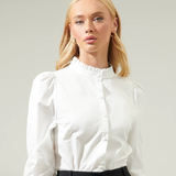 LSLV RUFFLE BUTTON DOWN TOP