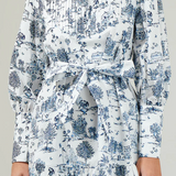 TOILE PINTUCK LSLV MINI DRESS