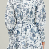 TOILE PINTUCK LSLV MINI DRESS