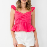 HOT PINK RUFFLE TANK TOP