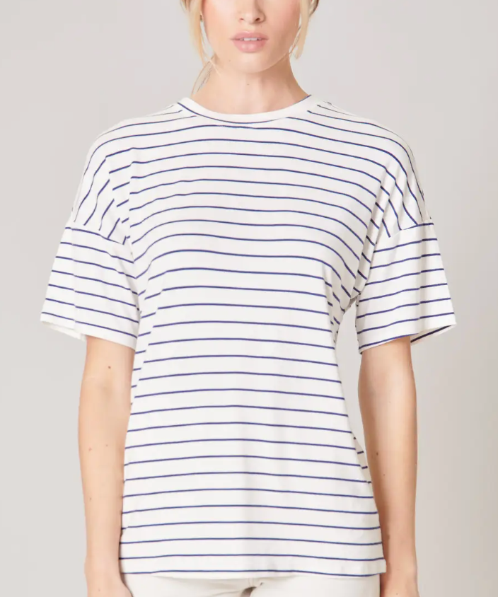 STRIPED EVERYDAY SSLV KNIT TEE