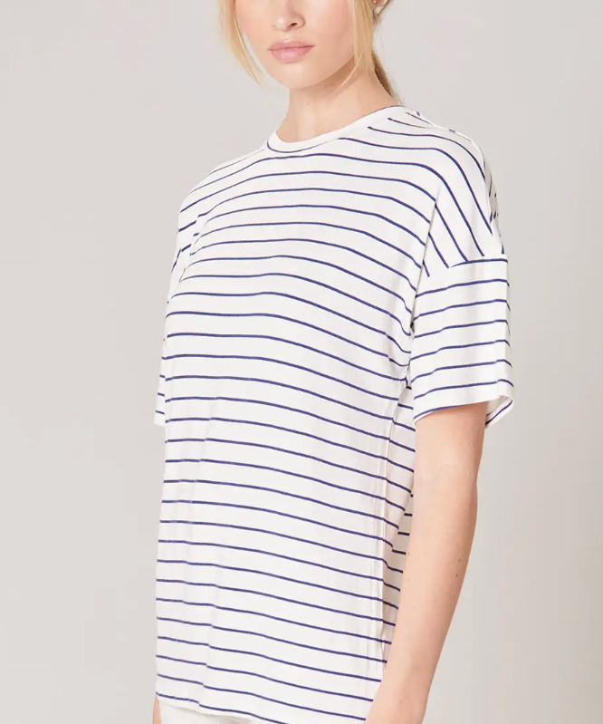 STRIPED EVERYDAY SSLV KNIT TEE