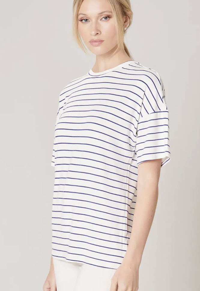 STRIPED EVERYDAY SSLV KNIT TEE