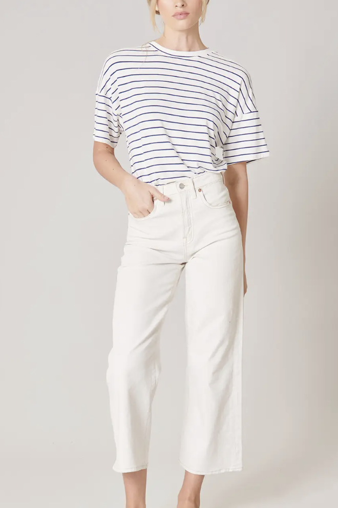 STRIPED EVERYDAY SSLV KNIT TEE