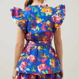 FLORAL STROKES TIERED MINI DRESS