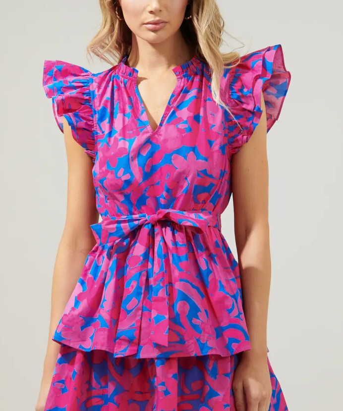 HOT PINK AND COBALT TIERED MINI