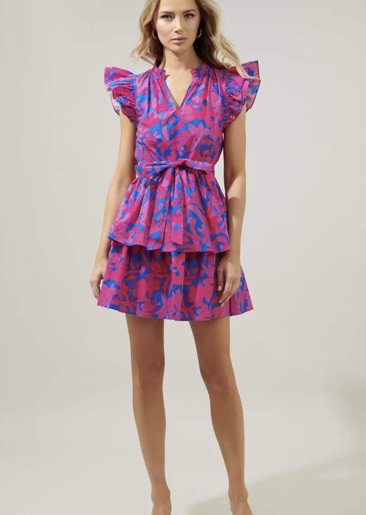 HOT PINK AND COBALT TIERED MINI